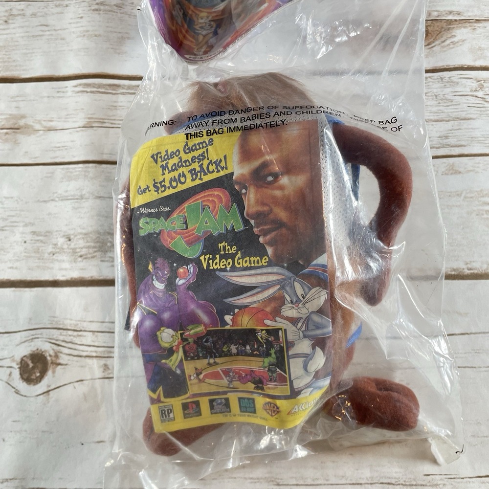 Vintage 1996 Space Jam McDonald's Happy Meal Plush Toys Daffy Duck & Taz Sealed - Picture 4 of 8